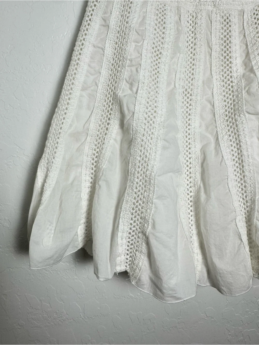 New York & Company White Open Knit Crochet Skater A-line Skirt